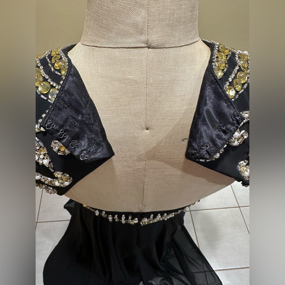 JVN by Jovani Black Dress with stunning Gold and Silver Beading - Picture 7 of 8